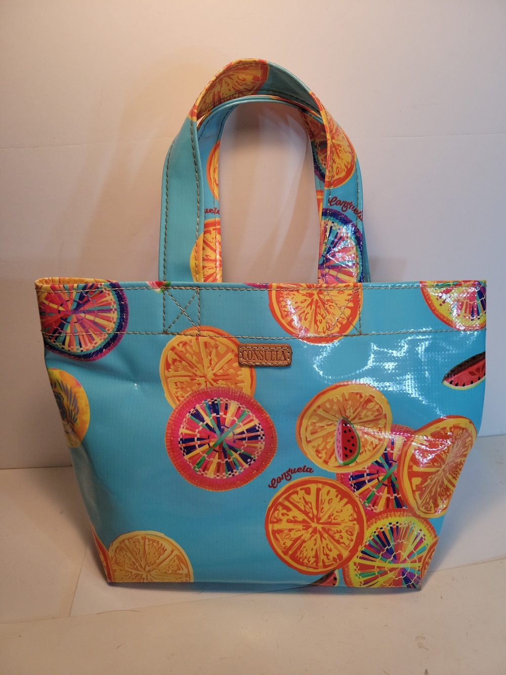 Consuela Small Grab N Go Tote Torquoise Orange Slices